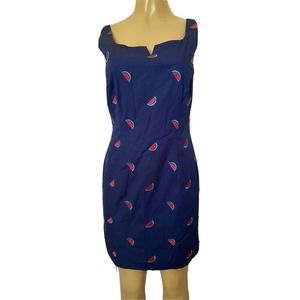 Lilly Pulitzer Dress Sheath Navy Watermelon Sleeveless Lined Back Zip Co…